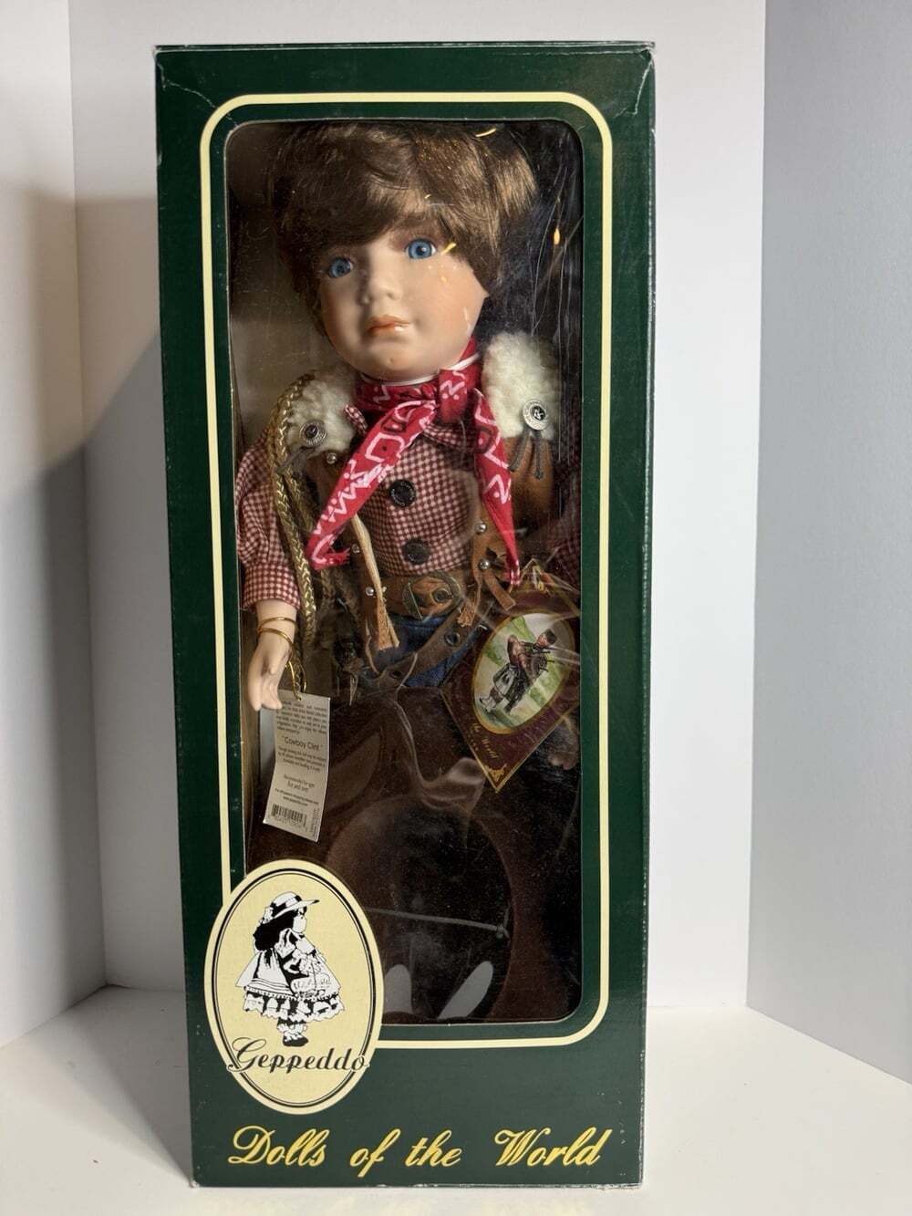 Geppeddo Porcelain Dolls Of The World Cowboy Clint New In Box